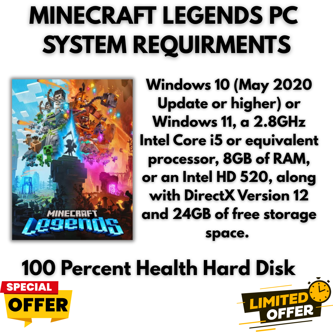 Minecraft Legends PC Edition in 150GB External Hard Disk – Ready to Play