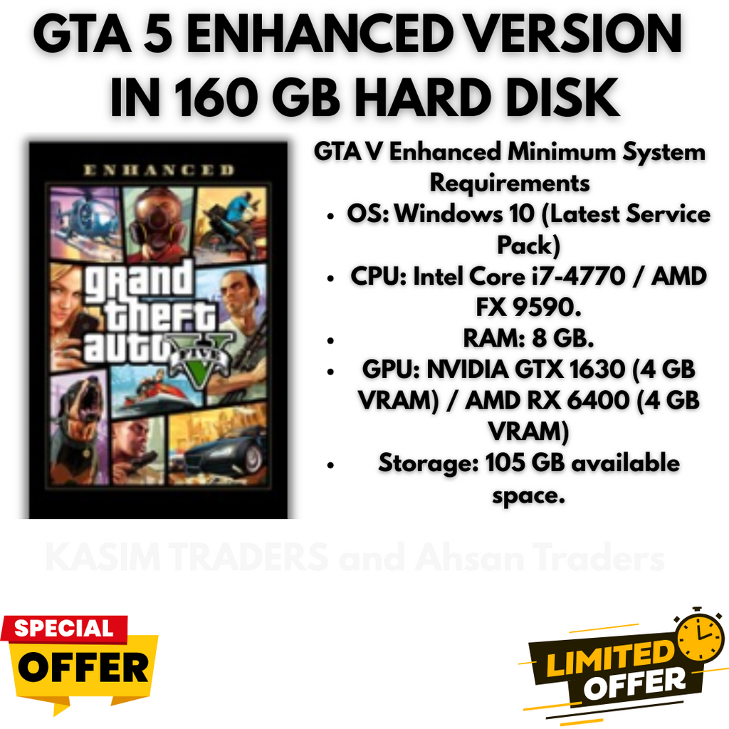 GTA 5 Enhanced Edition in 160GB External Hard Disk – Pre-Installed for PC
