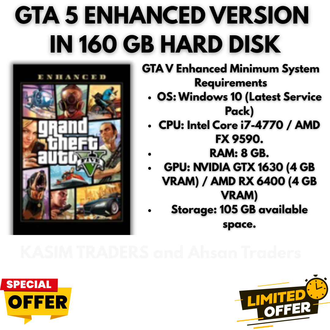 GTA 5 Enhanced Edition in 160GB External Hard Disk – Pre-Installed for PC