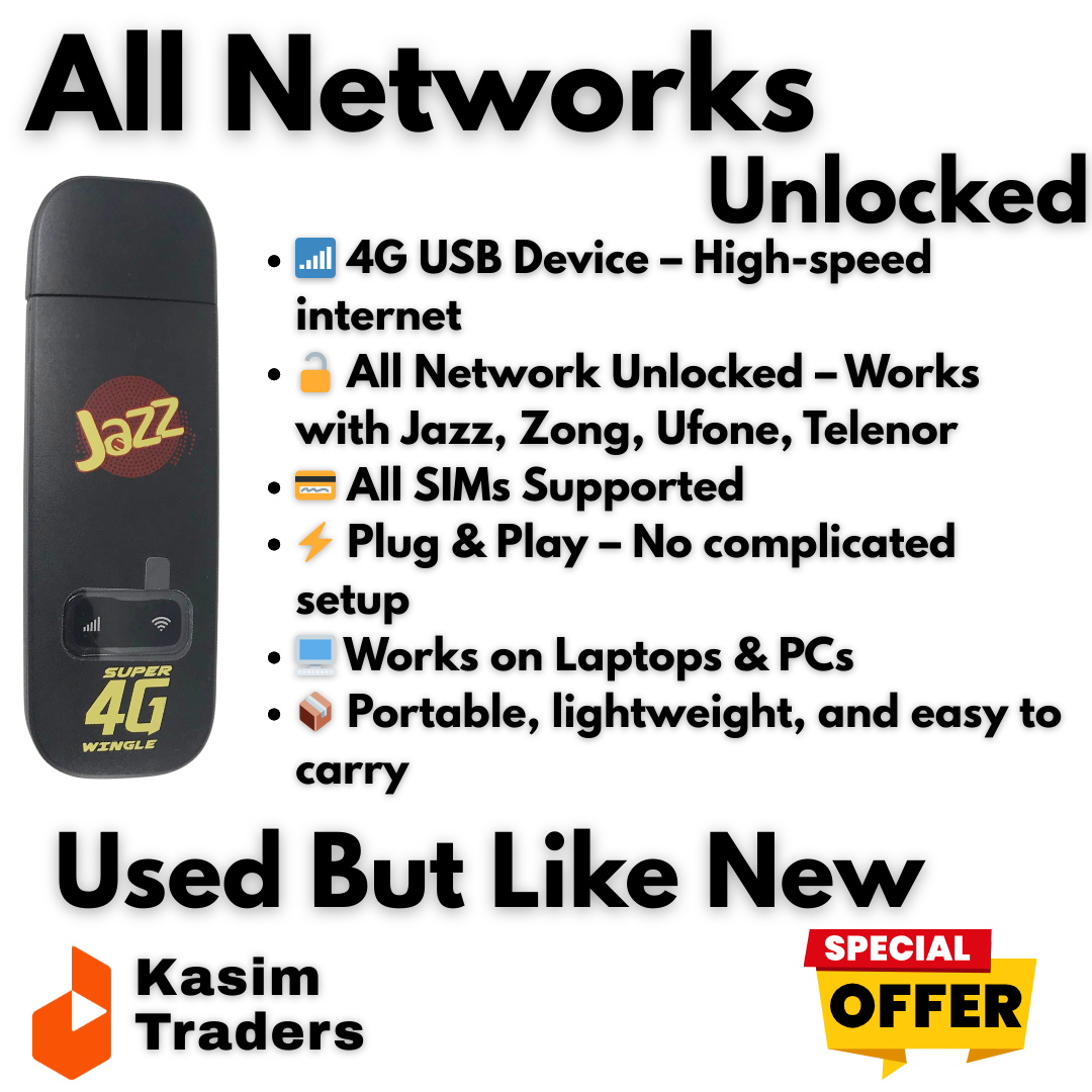 Jazz 4G USB Device| All SIMs Working | Plug & Play Internet