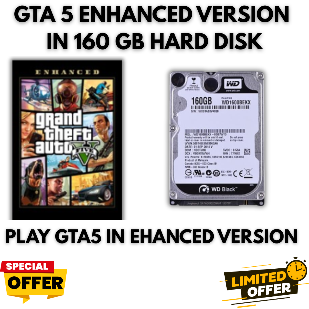 GTA 5 Enhanced Edition in 160GB External Hard Disk – Pre-Installed for PC